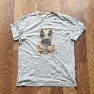 Psycho Bunny Light Gray Tee S Orange Graphic